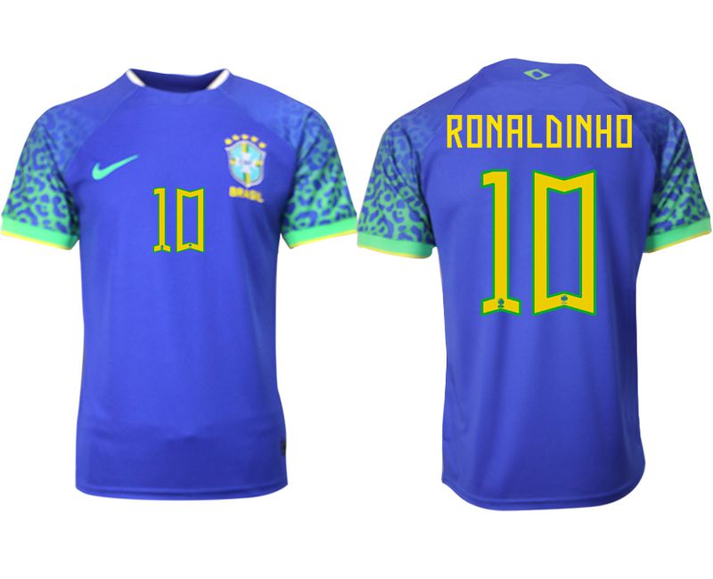 Men 2022 World Cup National Team Brazil away aaa version blue #10 Soccer Jersey2